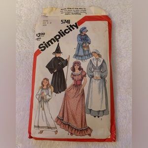 Vintage Sewing Pattern Simplicity 5741 UNCUT Witch,Pilgrim,Prairie,Angel, Dress